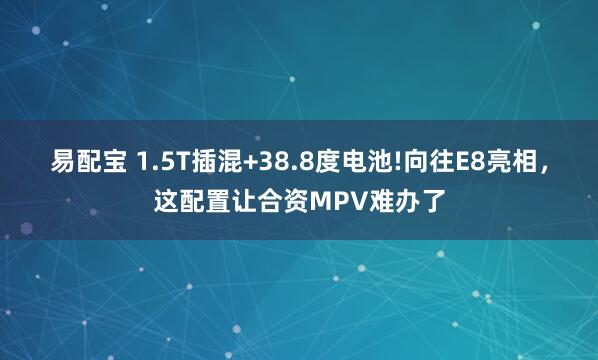 易配宝 1.5T插混+38.8度电池!向往E8亮相，这配置让合资MPV难办了