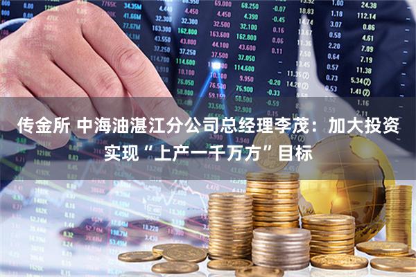 传金所 中海油湛江分公司总经理李茂：加大投资实现“上产一千万方”目标