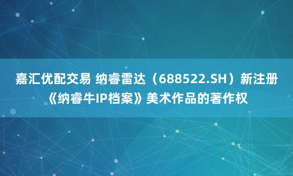 嘉汇优配交易 纳睿雷达（688522.SH）新注册《纳睿牛IP档案》美术作品的著作权
